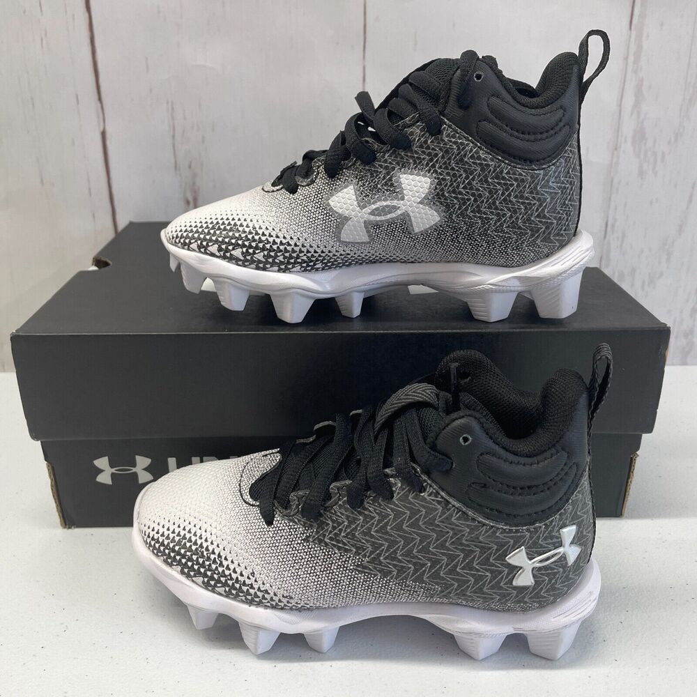 Under Armour Spotlight Fran 3.0 JR RM UA Football Cleats Black/White Kid Sz 10K